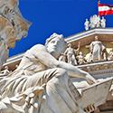 Die Hauptstadt Österreich Wien mit dem bekannten Parlamentsgebäude